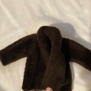 Barbie doll brown vintage fur coat no tag